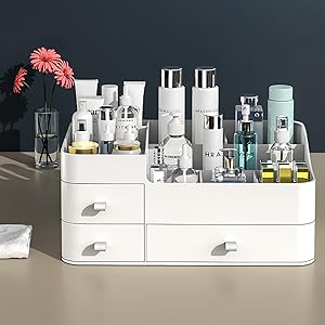 Makeup Organizer With Drawers — Countertop Organizer for Cosmetics, Vanity Holder for Lipstick