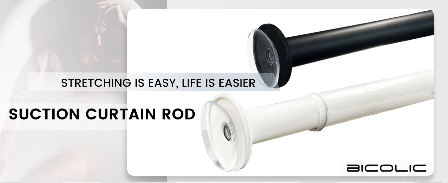 Bicolic Extendable Shower Curtain Pole, Adjustable Shower Tension Rod