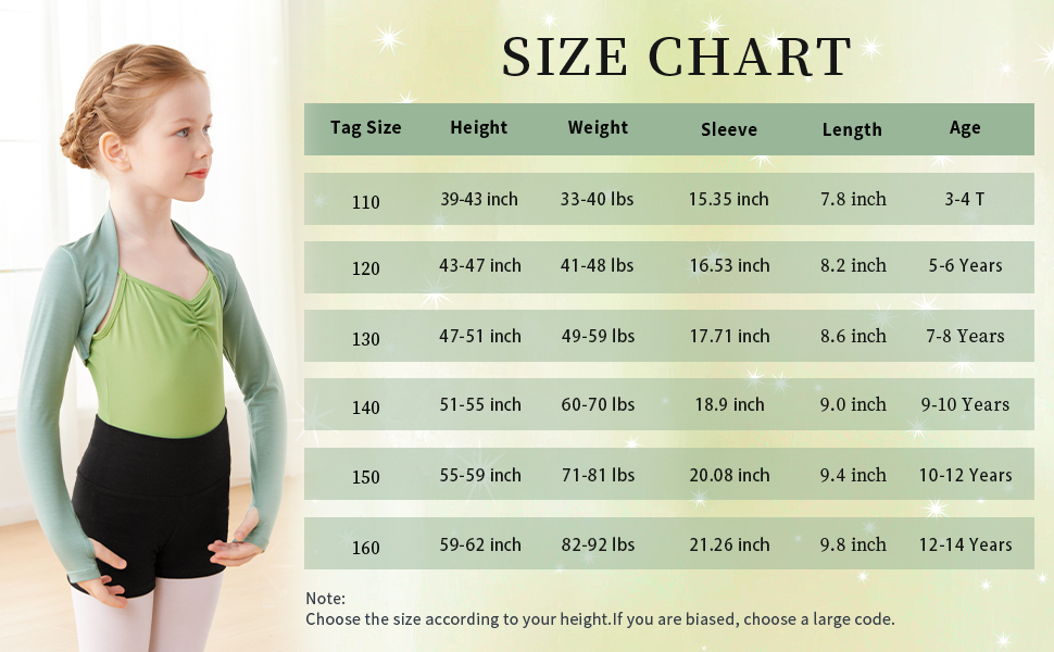 size chart of the tops