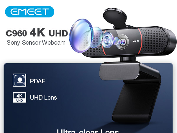Amazon.com: EMEET C960 4K Webcam for PC, 4K UHD Sony Sensor