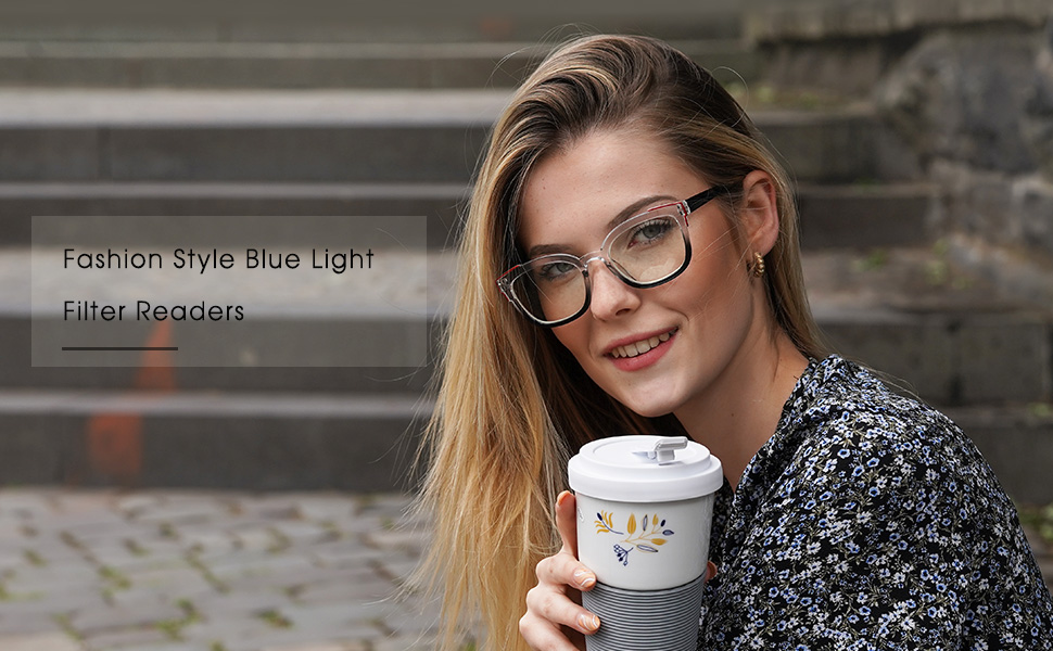Blue light blocking reading glasses