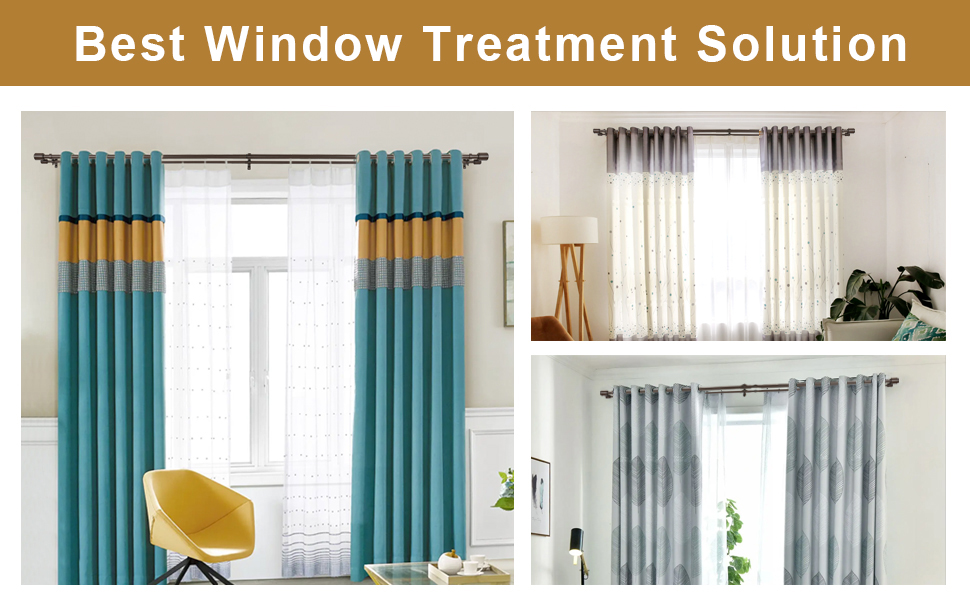 Double Curtain Rods 72144", Brass Double Curtain Rods with