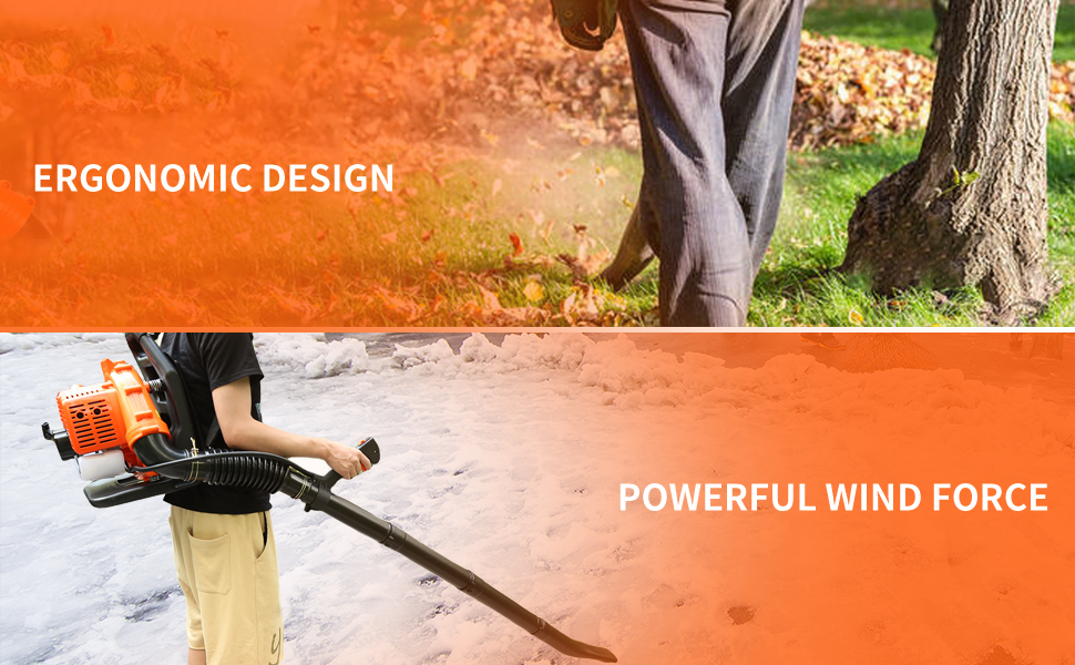 63CC 3HP 2 Stroke Backpack Gas Powered Leaf Blower, High