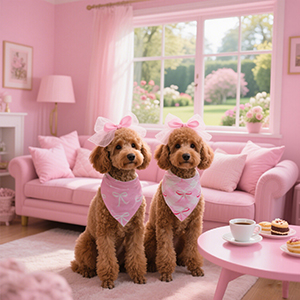 pink bow dog bandana2