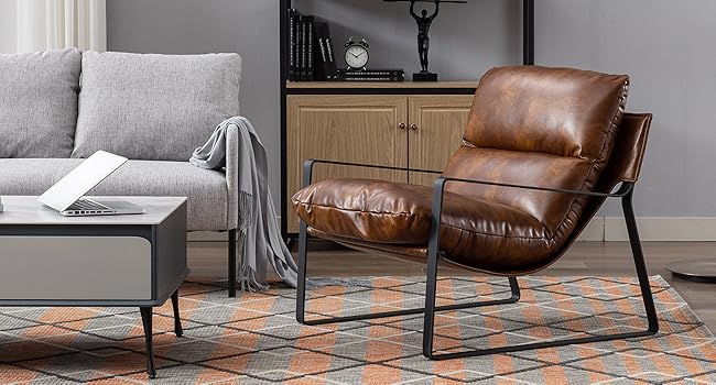 Modern Accent Chair Fabric Armchair For Living Room Occasional Tub Chair For Bedroom, Brown 15 1