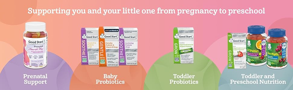 Gerber offers prenatal support, baby and toddler probiotics and toddler and preschool nutrition.
