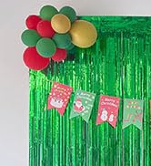 Melsan Tinsel Foil Fringe Curtains, Green Foil Curtain for St Patricks Day Decorations, Green Tin...