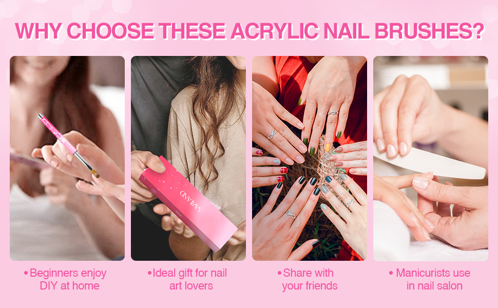 Saviland Kolinsky Acrylic Nail Brush Set 4PCS Glows in