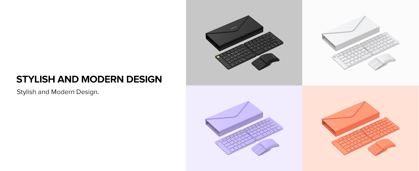 Stylish color black white purple orange keyboard mouse combo