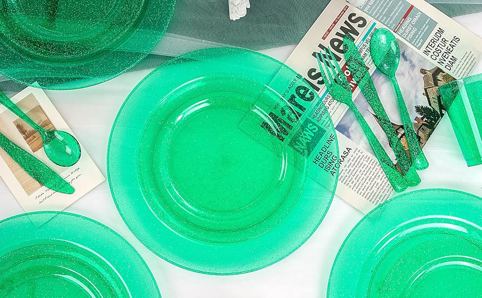 DaYammi 150PCS Green Plastic Plates Disposable Green