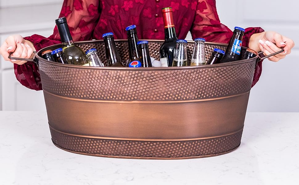 BREKX Stainless Steel Ice Bucket for Cocktail Bar/LeakProof/Hammered Drink Bucket