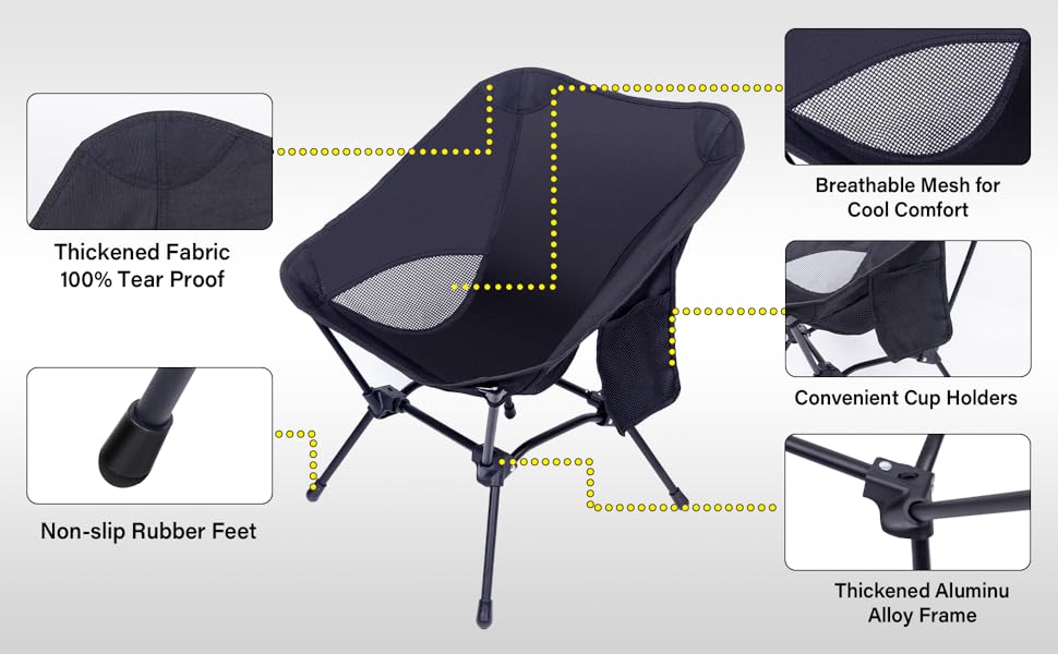 WodGod 2 Pcs Ultralight Backpacking Chair, Lightweight