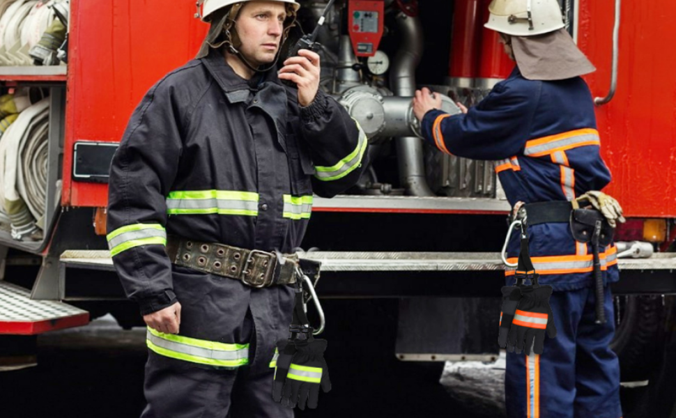 Lawei 4 Pack Metal Glove Holder Clips for Work, Firefighter Glove Strap