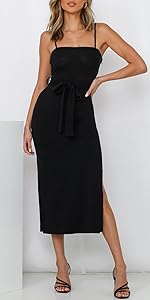 Spaghetti strap midi pencil dress