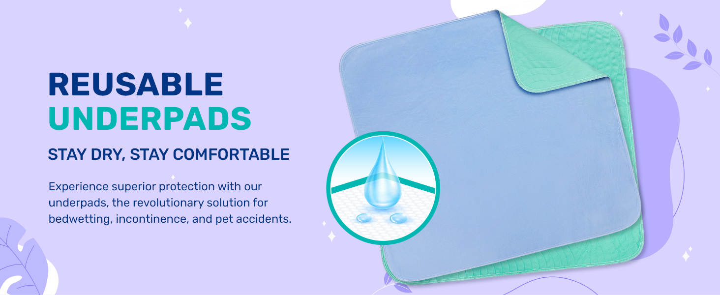 Hearth & Harbor Incontinence Bed Pads Washable Waterproof