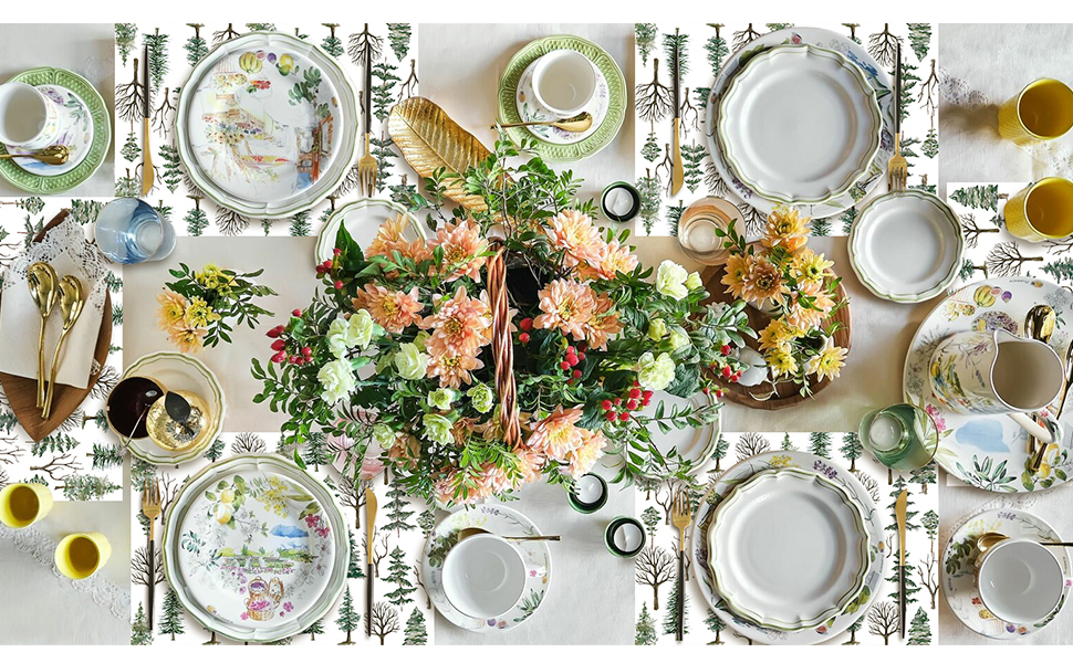 Paper Placemats Disposable 50 Pack Winter Pine Trees