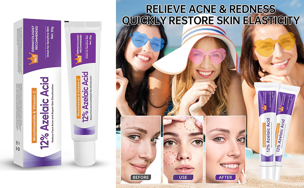 FUNI Azelaic Acid Serum, Booster 12% Azelaic Acid Cream, Hyaluronic Acid Serum & Niacinamide for Face, Facial Cream, Balance Excess Sebum,Smoothing Skin and Blemish,Pore Cleansing 1pcs 17 Azelaic Acid Serum, 12% Azelaic Acid Enhancer Cream