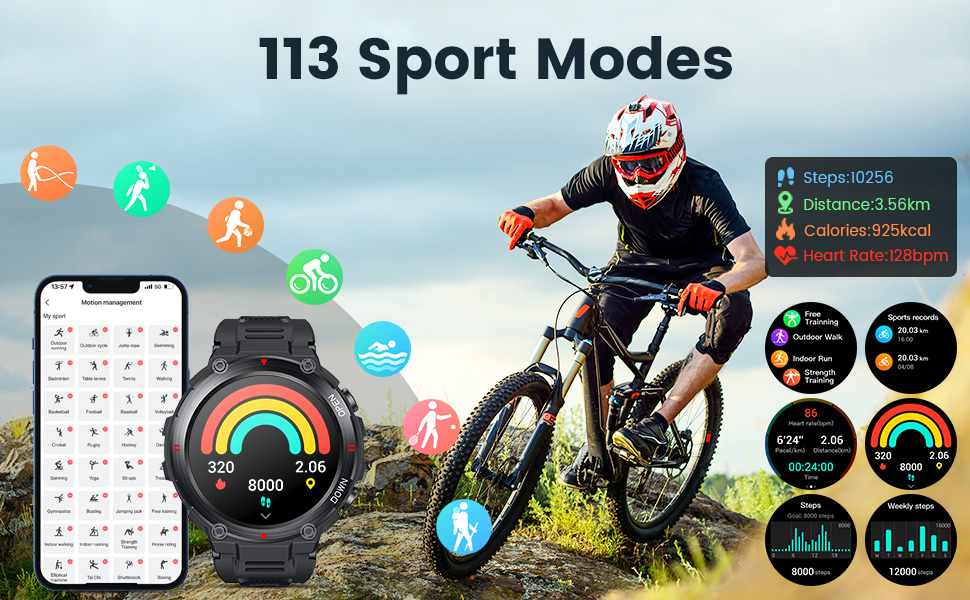 fitness watch with 113 sports modes IP67 Waterproof
