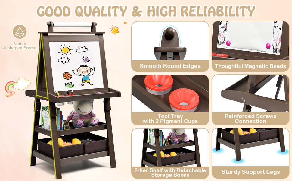 HONEY JOY Kids Art Easel, 3in1 DoubleSided Wooden