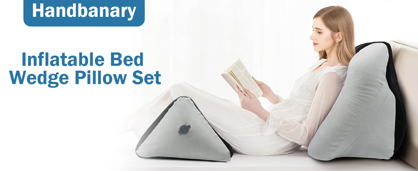 Inflatable Bed Wedge Pillow Set for Sleeping, Adjustable