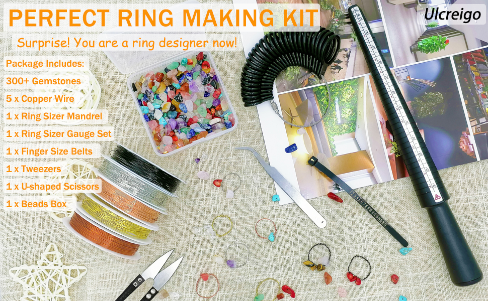 Ring Making Kit, Ring Size Measuring Tools with 14 Colors