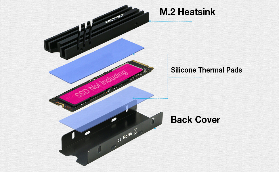 RIITOP NVMe Heatsink, M.2 Heatsink for M2 NVMe or SATA