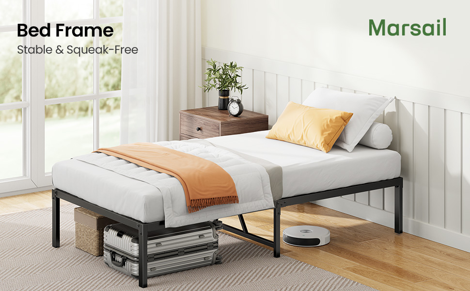 Marsail Bed Frame, 14 Inch Metal Platform Bed with Enhanced Support Structure
