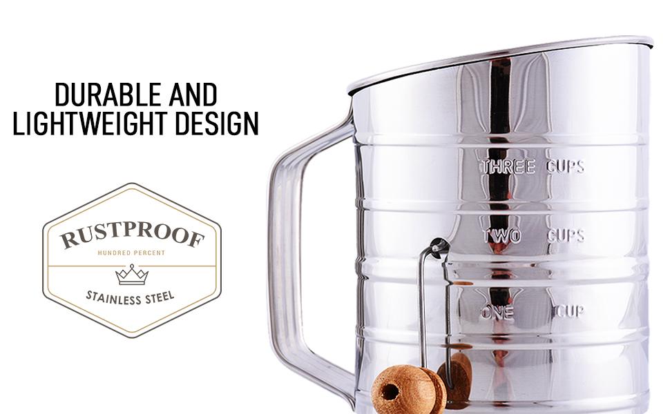 zulay kitchen flour shifter happiness sifter bake home indoor outdoor manual crank