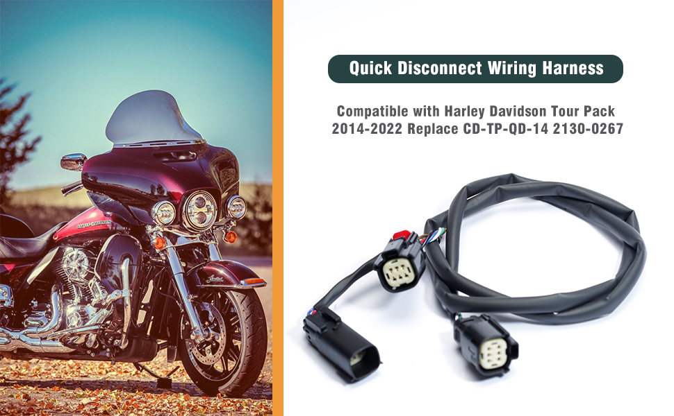 Quick Disconnect Wiring Harness Compatible with Harley