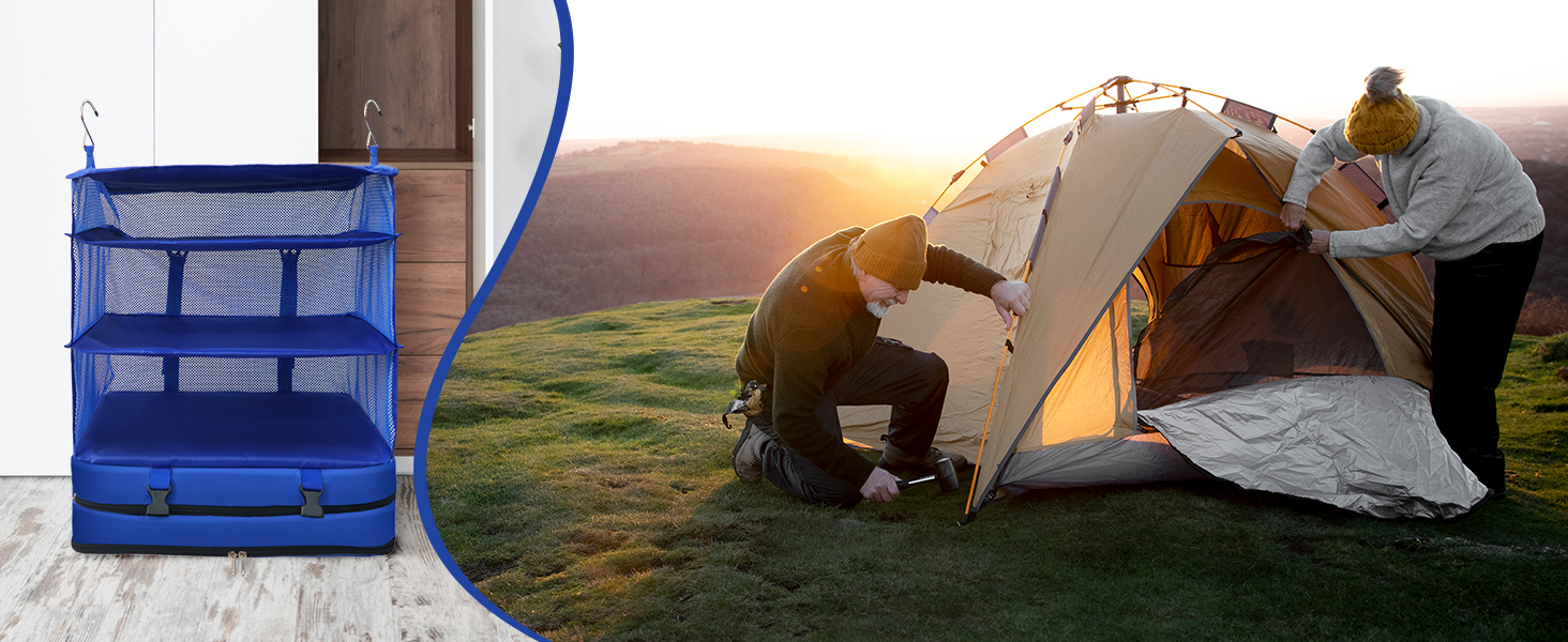 Twira Portable Hanging Travel Shelves, Suitcase Organizer