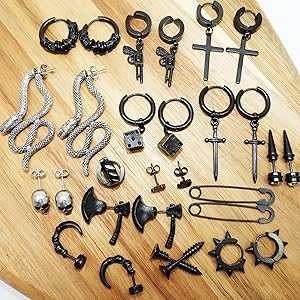Amazon.com: KWUNCCI 15 Pairs Y2K Gothic Punk Earrings