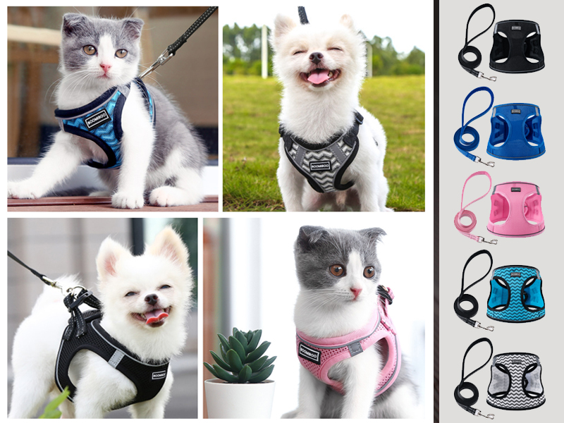 Reflective Step-in Puppy Harness with Padded Vest for Extra-Small/Small Medium Large Dogs and Cats