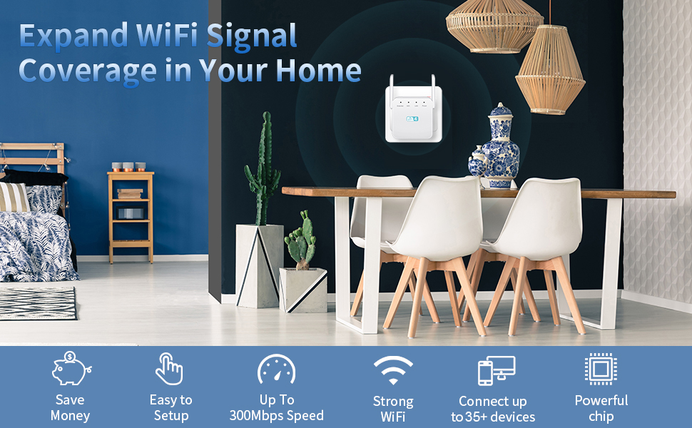 WiFi Extender for Home and Office,WiFi Booster Range Extender with 4
