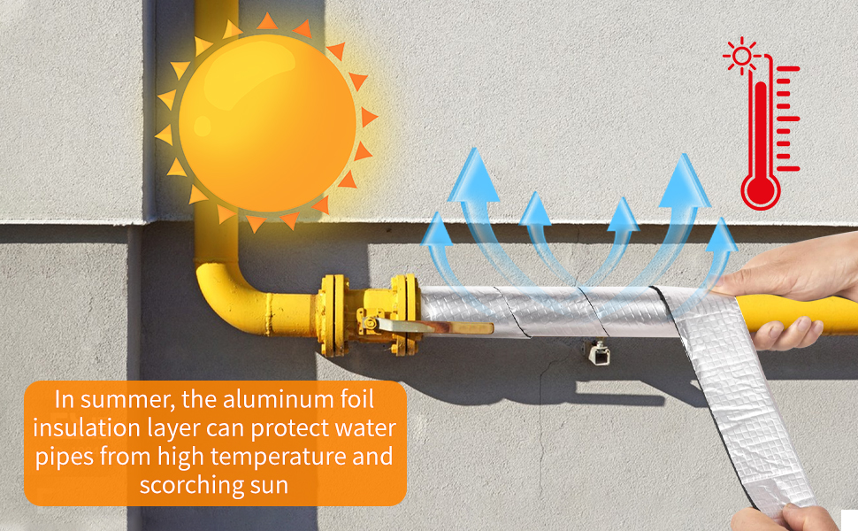 2 Pack Pipe Insulation Wrap 32.8 Ft Foam and Foil Pipe Wrap Roll Adhesive Insulation Tape for