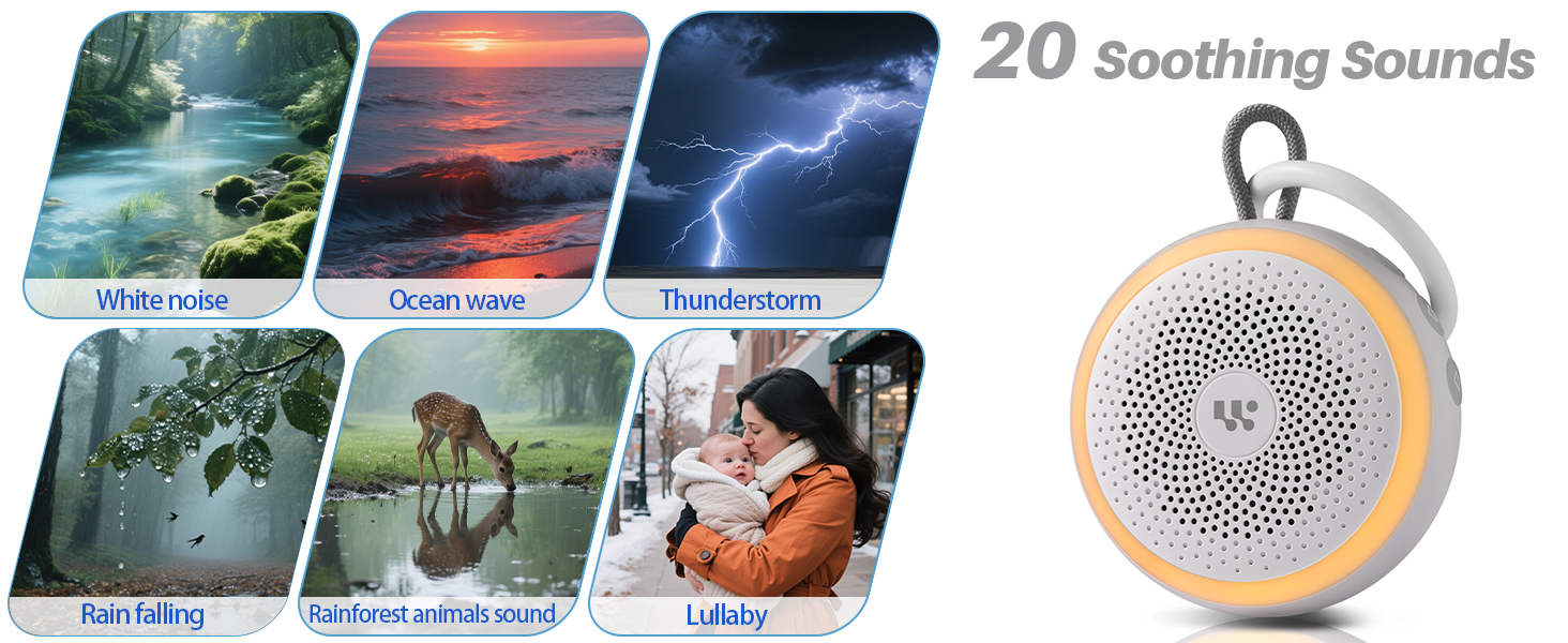 White Noise Machine - Portable Sound Machine for Baby Adult, Features Powerful Battery