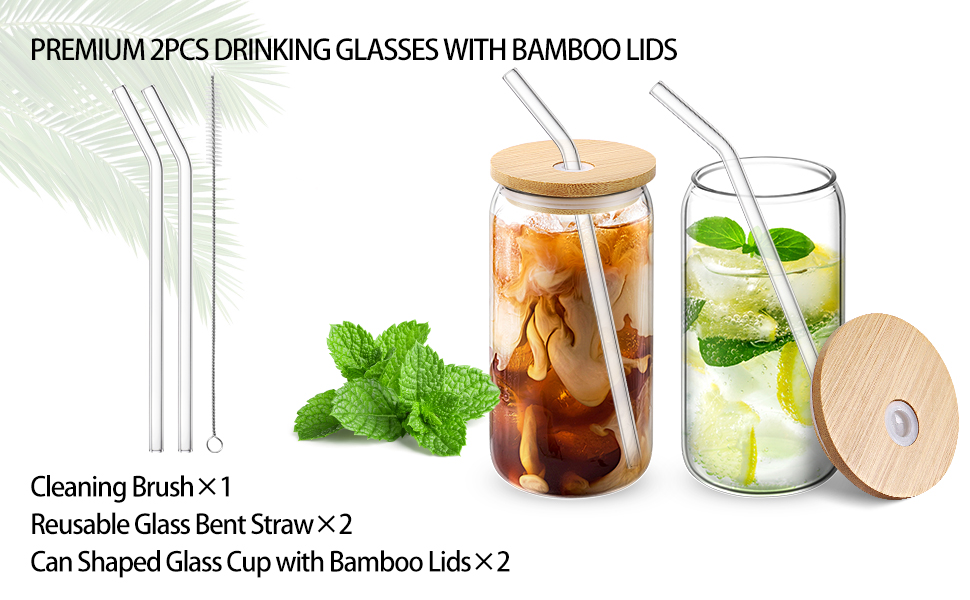 Beer Glasses with Bamboo Lid