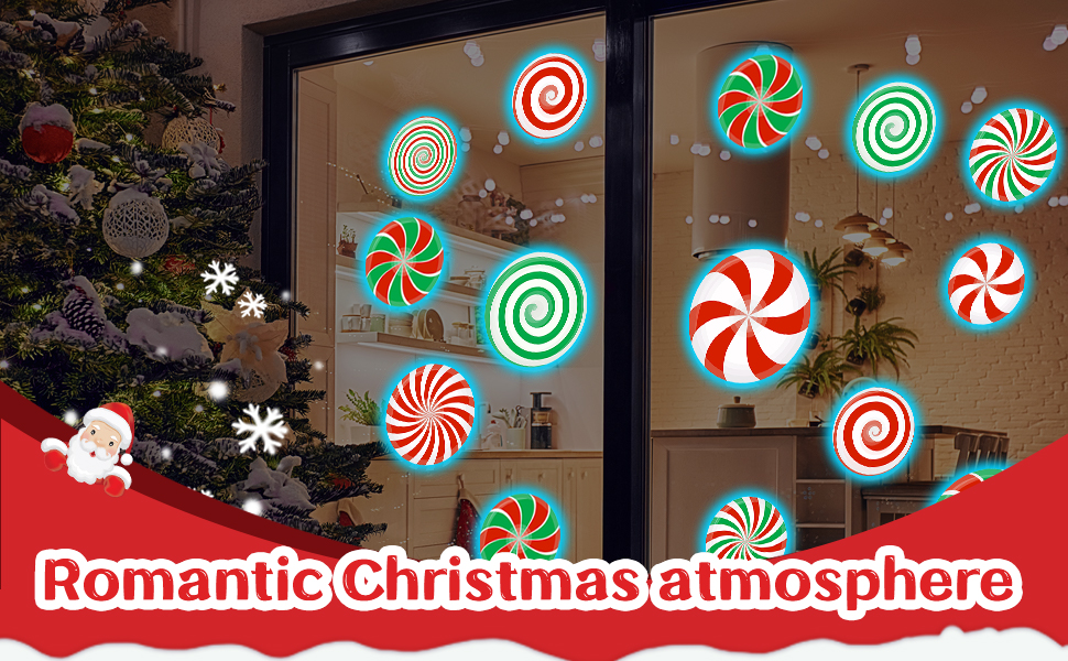 77 Pcs Glow in The Dark Christmas Candy Wall Decals