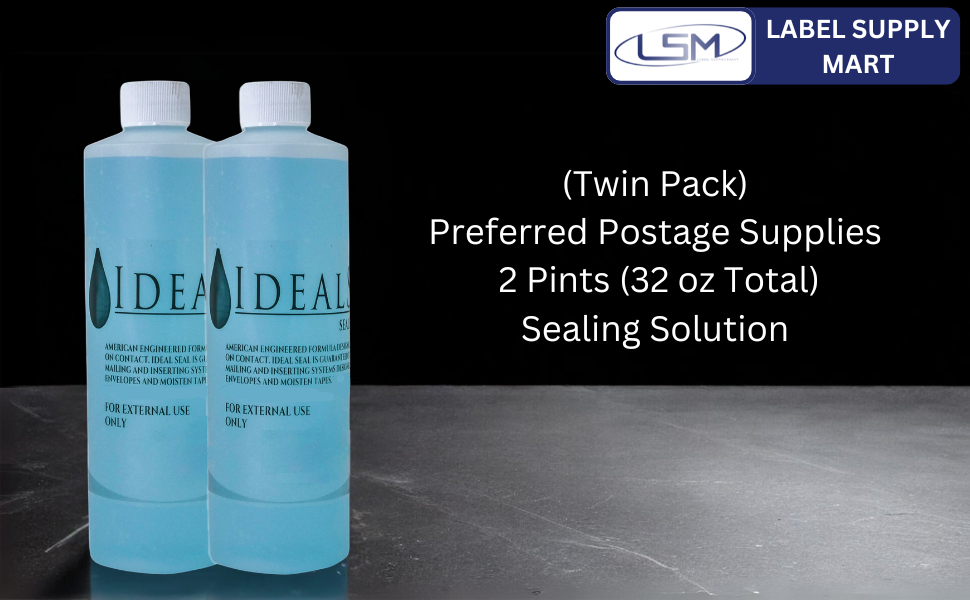 IDEALSEAL twin pack sealing solution, 2 pints (32 oz total), for professional mailing systems.