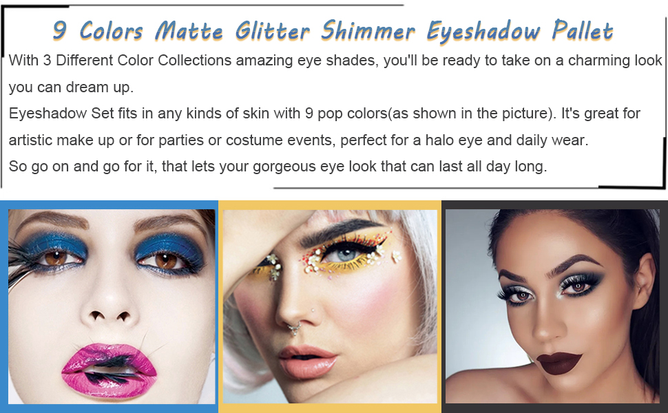  Colors Blue Eyeshadow Pallet, Cool Toned Matte Shimmer Glitter Eyeshadow
