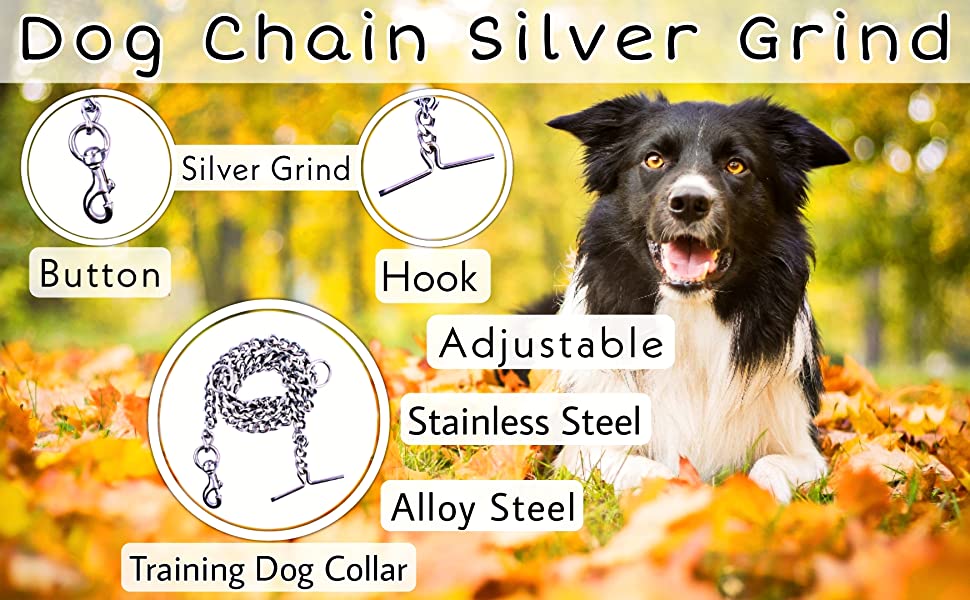 PSK PET MART Dog Chain Silver Grind No.8 Heavy Weight Dogs Leash Heavy Duty Dog Chain with Heavy
