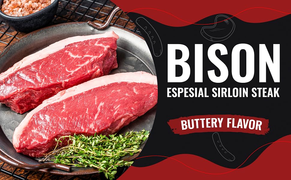L'CHAIM MEATS Kosher Bison Espesial Sirloin Steak