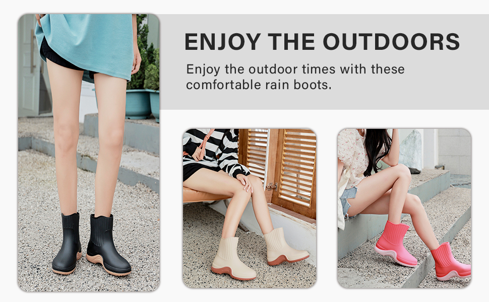HSBDNZQ Rain Boots for Women, Waterproof Garden Boots