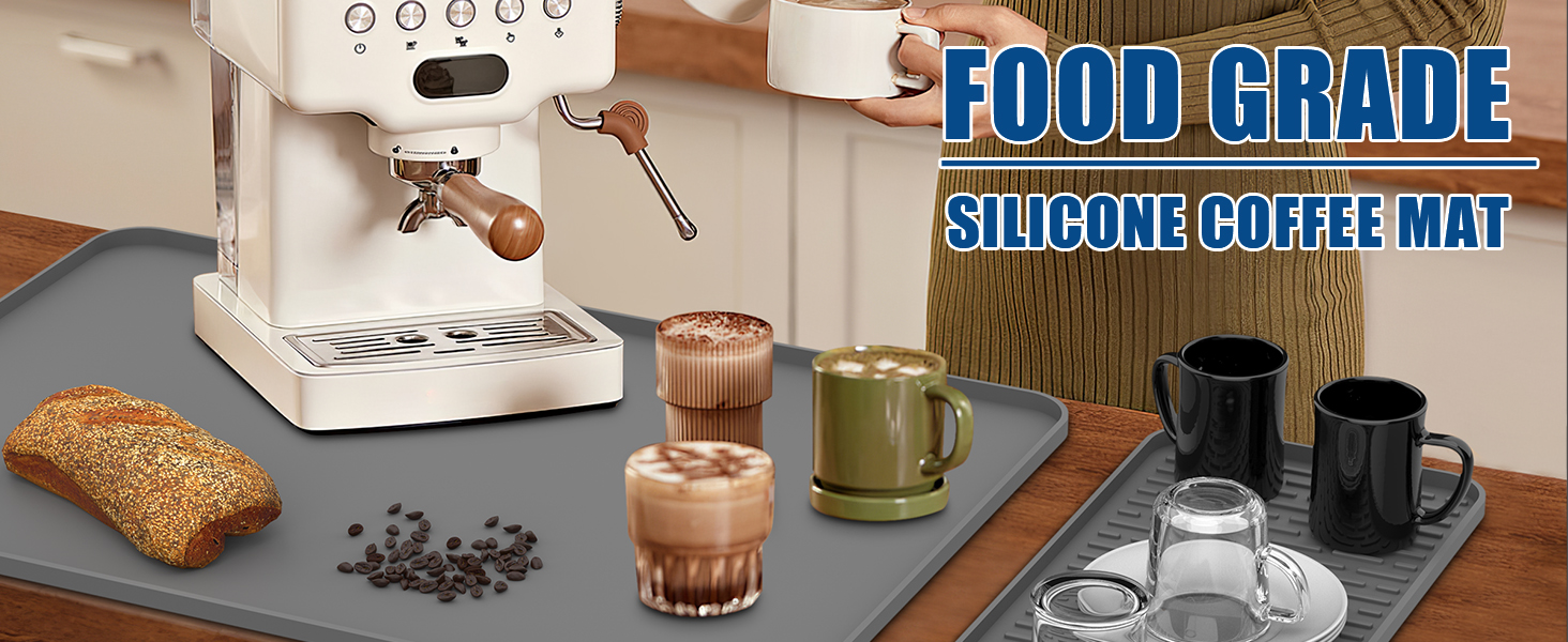 2024 New Silicone Coffee Mat with Convex Edge,19''x12