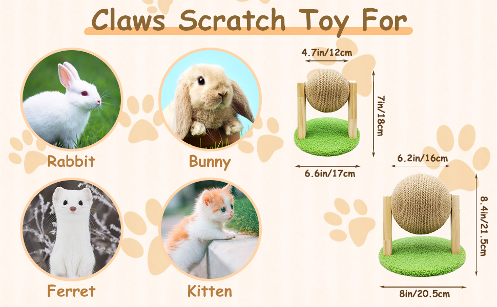 BNOSDM Rabbit Scratch Toy Natural Sisal Wood Rabbit