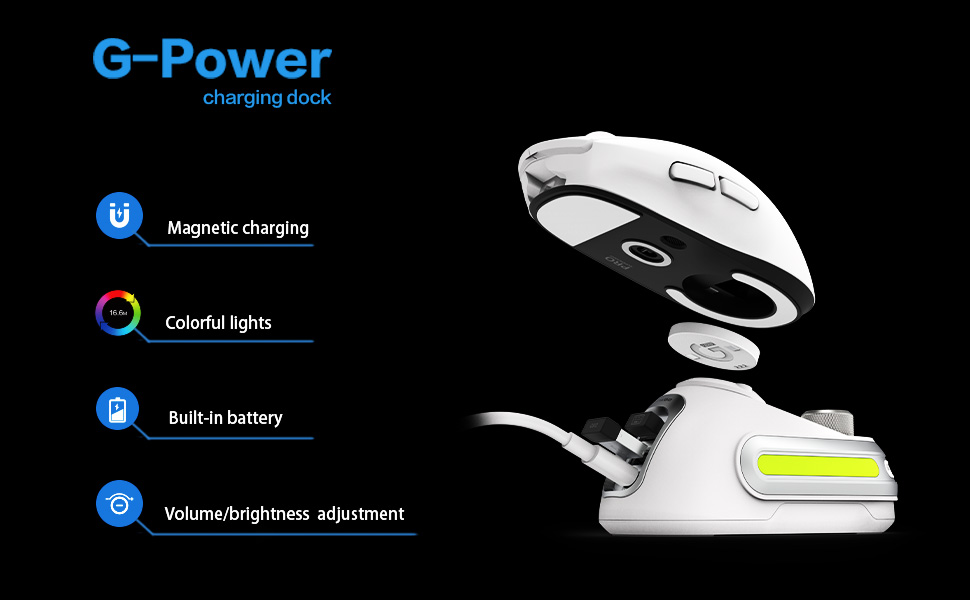 Fanxoo GPower Charging Dock for Logitech G502 G502X Plus GPW G903 G703 Wireless