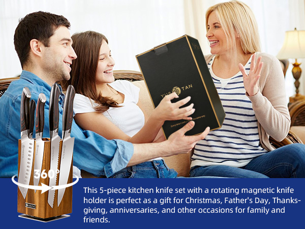 kitchen knife set with a wooden magnetic knife holder