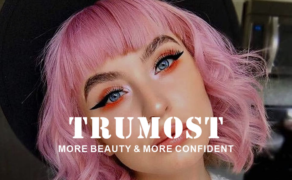 Pastel Pink Wigs with Bangs for White Women Synthetic Wigs for Black Women