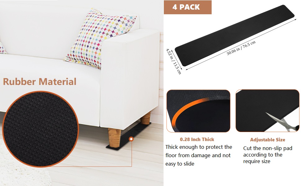 DOITOOL 4PCS AntiSlip Furniture Rail Pads, 30Inch Non Skid Furniture