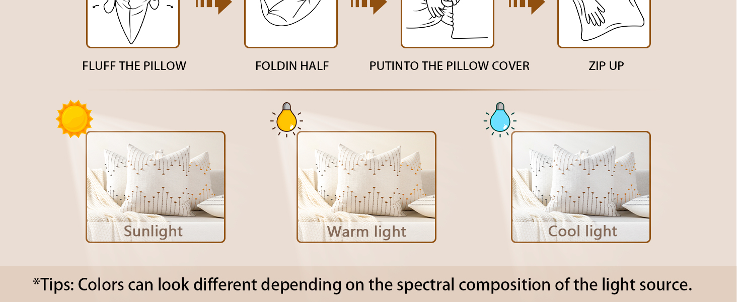 YCOLL Pillow Cover 18x18 Set of 2 Neutral Woven Decorative