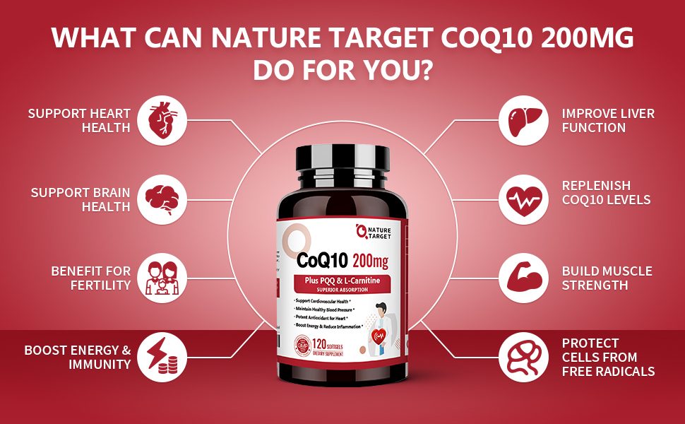 NATURE TARGET CoQ10200mg with PQQ LCarnitine & Omega3s